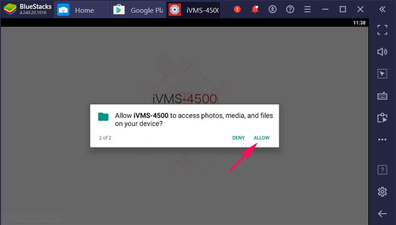 Cho phep iVMS 4500 PC truy cap media b2