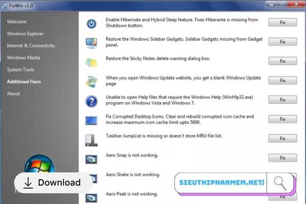 FixWin 10 sửa lỗi cho Windows 7