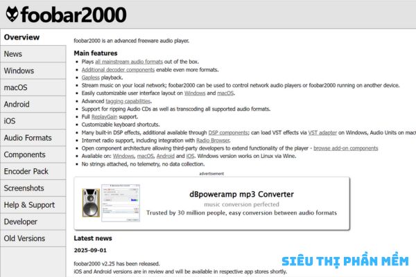 Tải foobar2000 phần mềm nghe nhạc lossless