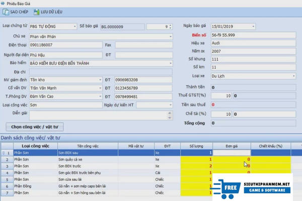 Phẩn mềm quản lý xưởng sữa chữa ôtô