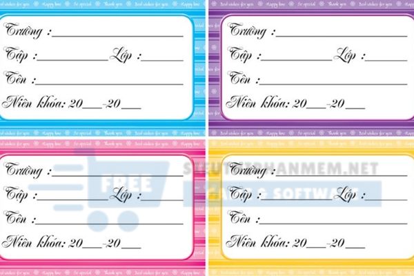 download nhãn dán vở phong cách sáng tạo