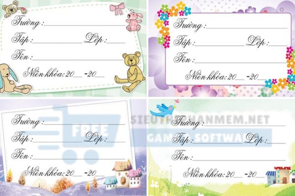 nhãn dán vở phong cách học đường