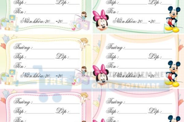 nhãn dán vở học đường